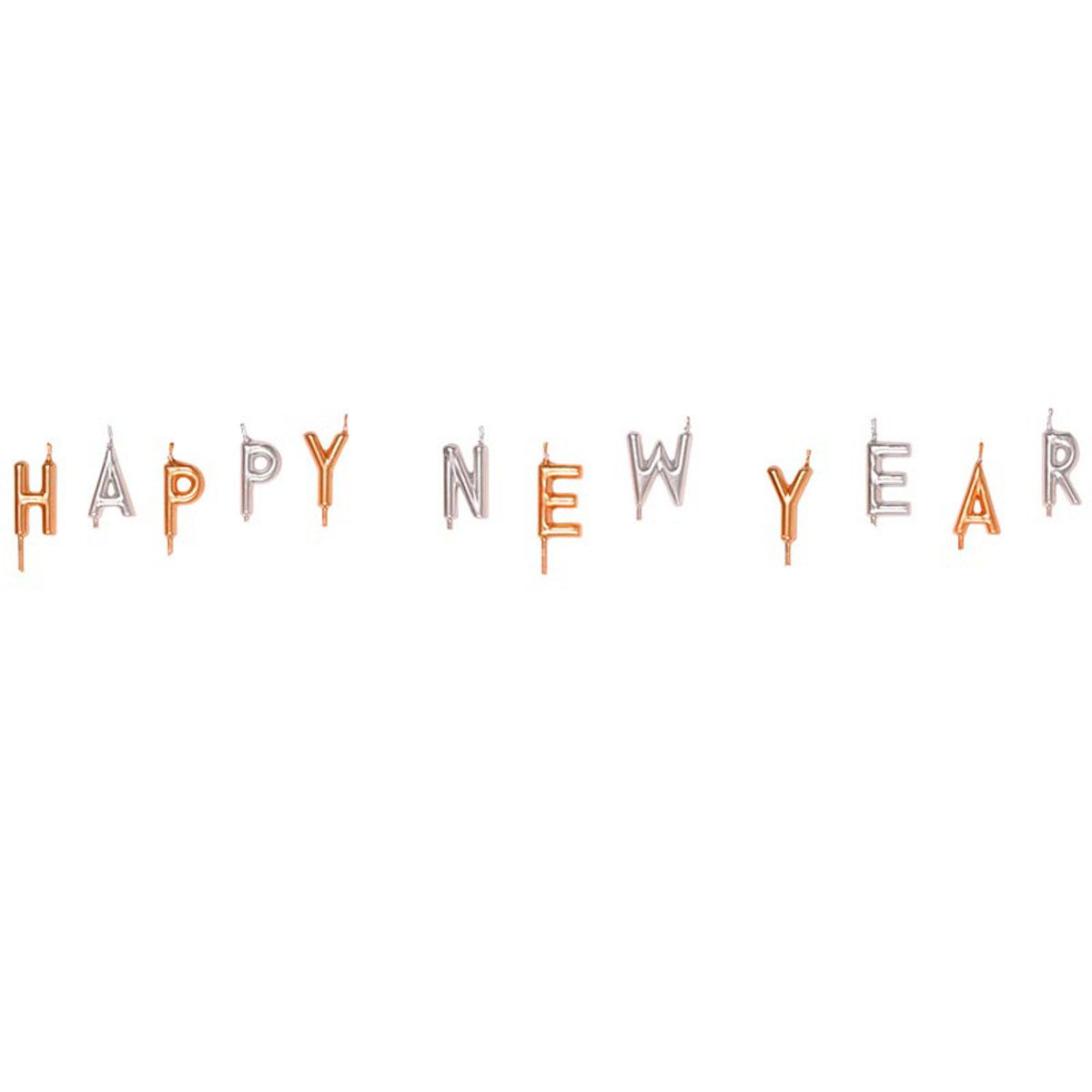 Amscan Geburtstagskerze Kerzen Happy New Year Gold/Silber