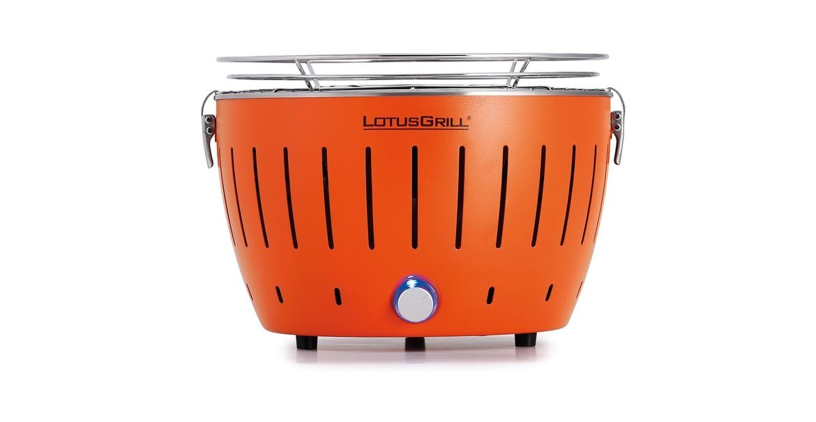 LotusGrill Holzkohlegrill LotusGrill S Small (G280) Mandarinenorange Holzkohle +USB-Anschluß