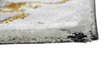 Teppich Teppich Marmor Muster mit Glanzfasern grau gold, Carpetia, rechteckig, Höhe: 12 mm