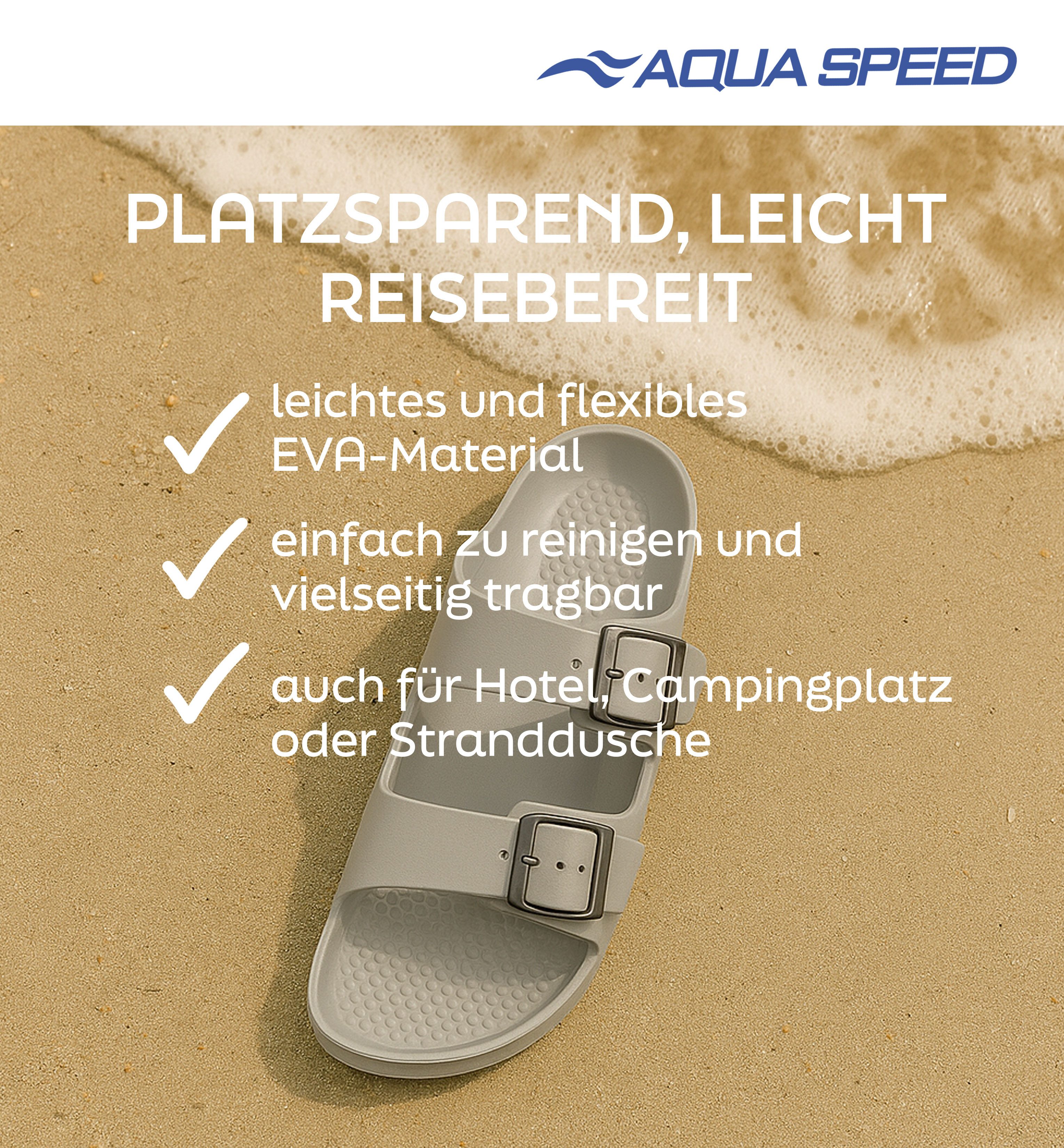 Aqua Speed Gr. 45 Herren Latschen – leicht + Mikrofaserhandtuch Badesandale (Herren Badelatschen – ergonomisch, leicht & reisetauglich) Weiche Struktur & robuster Halt – Herrenlatschen im Set