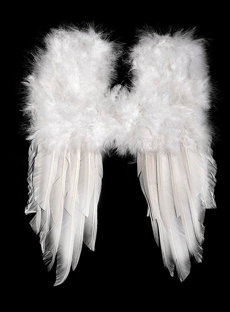 Metamorph Kostüm-Flügel Kleine weiße Feder Flügel für Fasching und Hallowe,  Imposante Federflügel für Elfen und Engel Kostüme