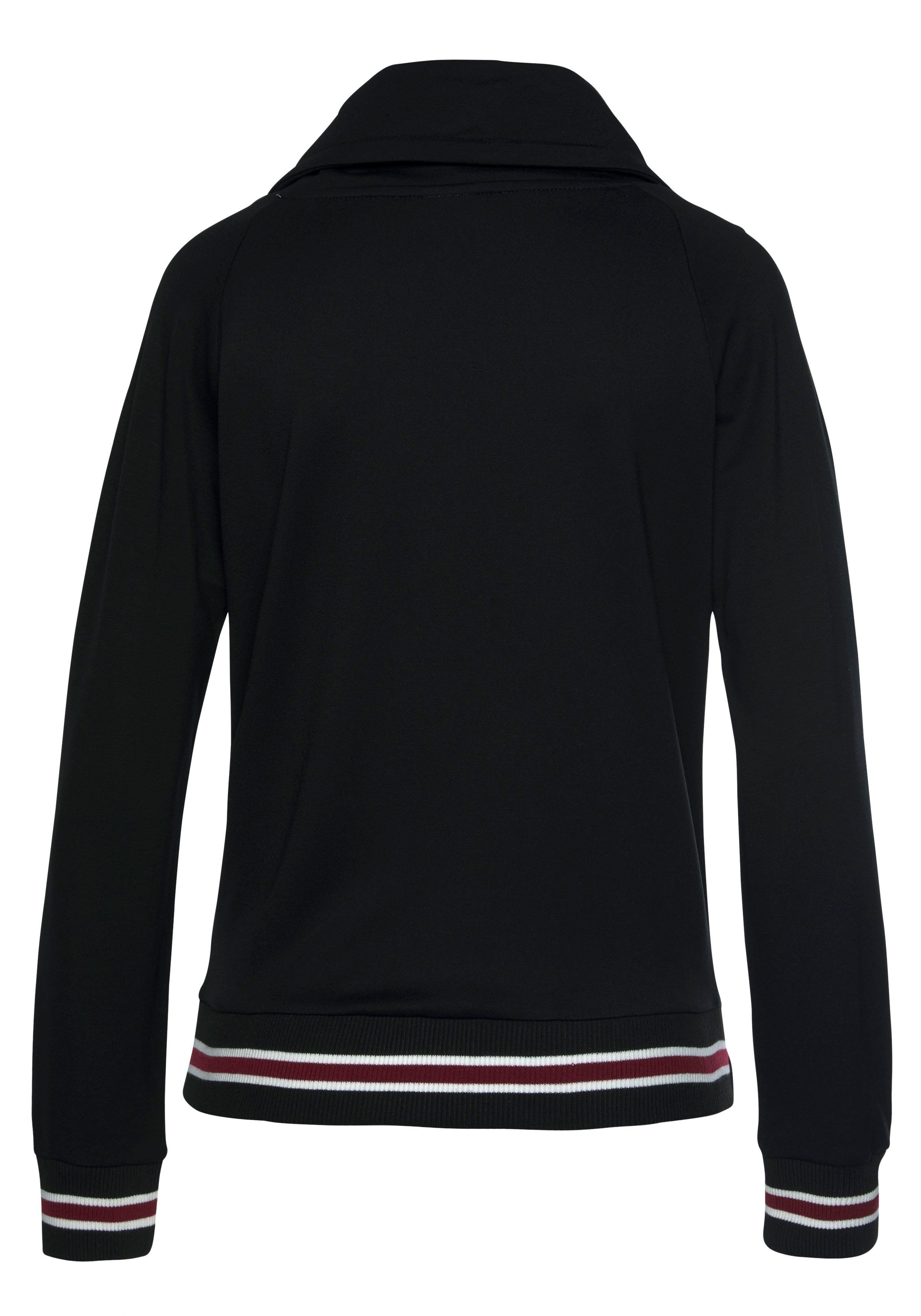 Loungeanzug mit Loungewear, schwarz Sweatshirt Rippbündchen, H.I.S geringelte