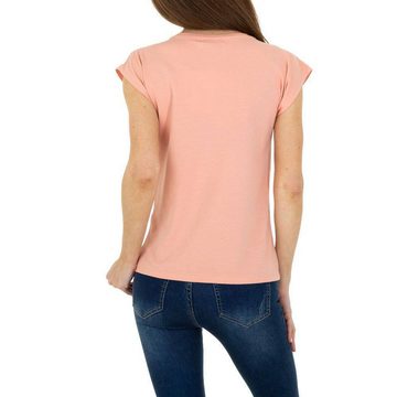 Ital-Design T-Shirt Damen Freizeit Print Stretch T-Shirt in Rosa