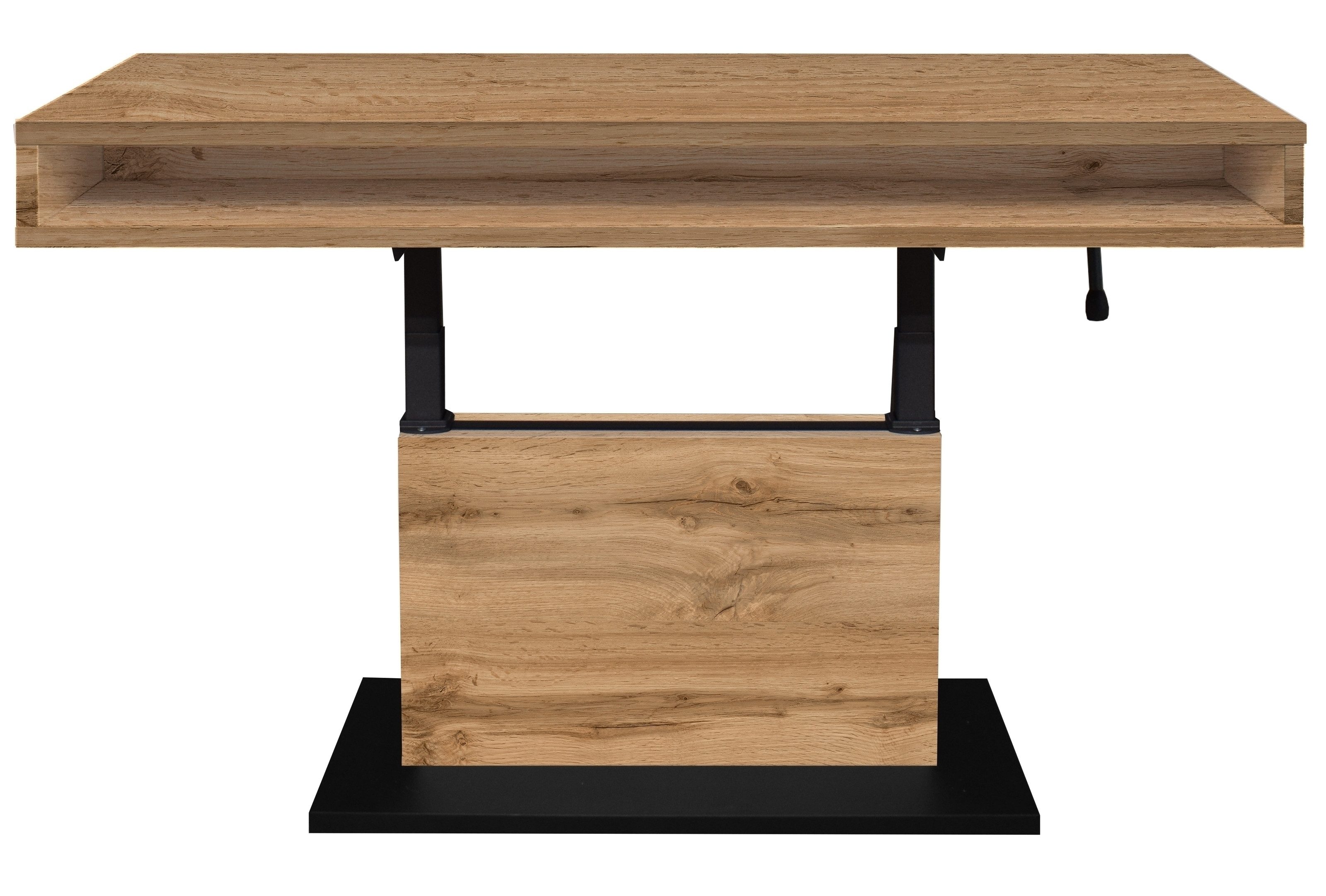 Mäusbacher Couchtisch höhenverstellbar, wotan eiche Dekor/schwarz - 110x59/78x60cm (BxHxT)