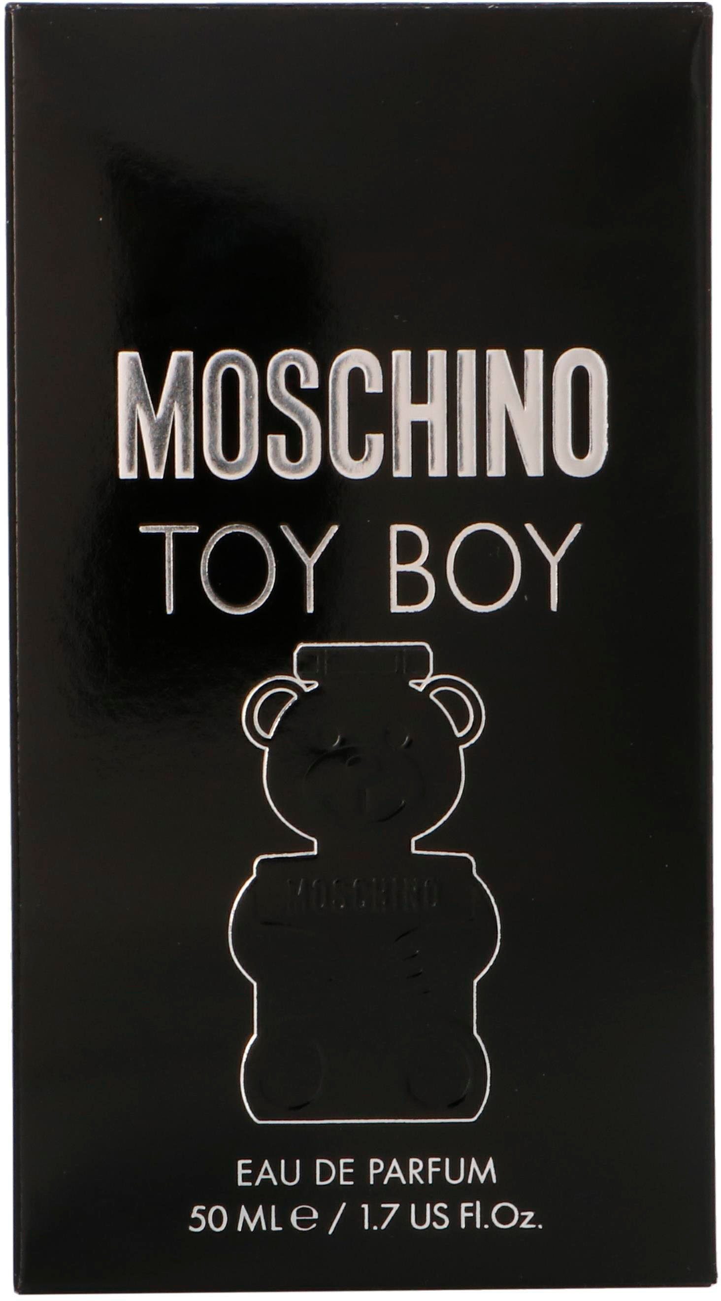 Moschino Eau de Parfum Toy Boy, Würziger Herrenduft mit Birne, Gewürznelke, Magnolie und Vetiver.