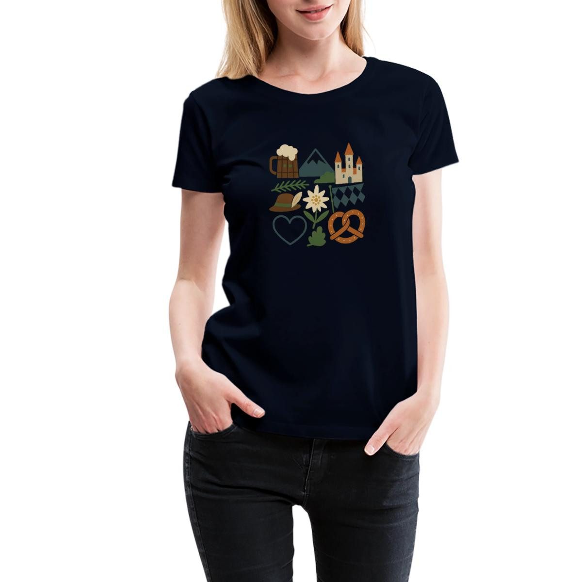 Spreadshirt T-Shirt Bayern Volksfest Breze Edelweiß günstig online kaufen