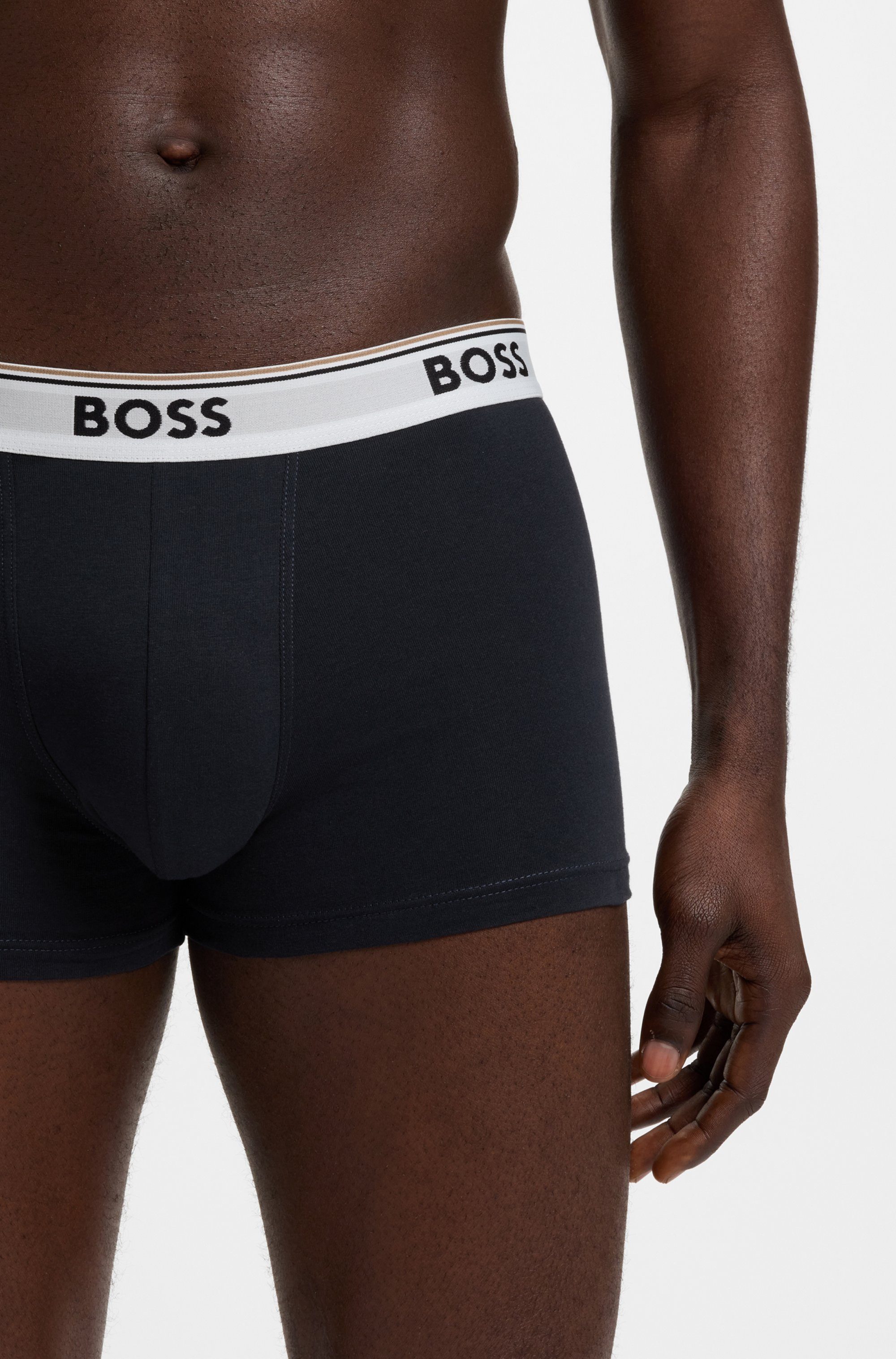 BOSS Trunk (Packung, 3-St) aus Stretch-Baumwolle mit Logo-Bund, mittlere Bundhöhe