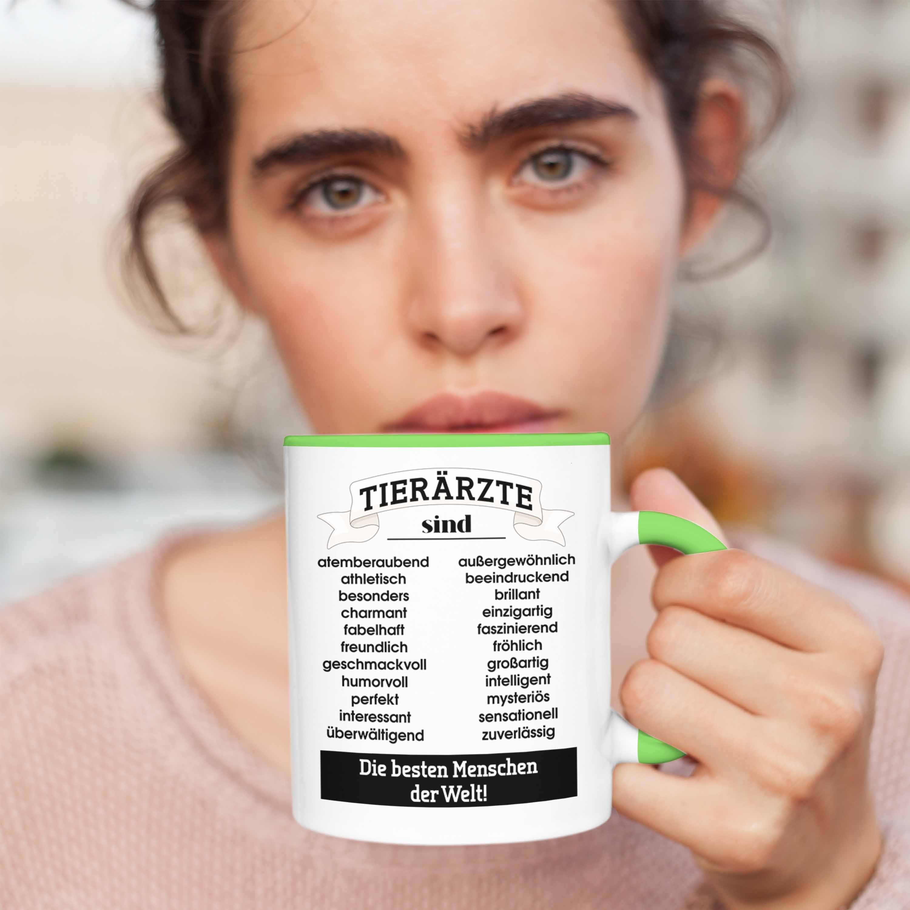 Trendation Tasse Trendation - Tierarzt Geschenkidee Kaffeetasse Tiermedizin Spruch Tasse Tierärzte Grün Veterinär Geschenk Pferdearzt Becher