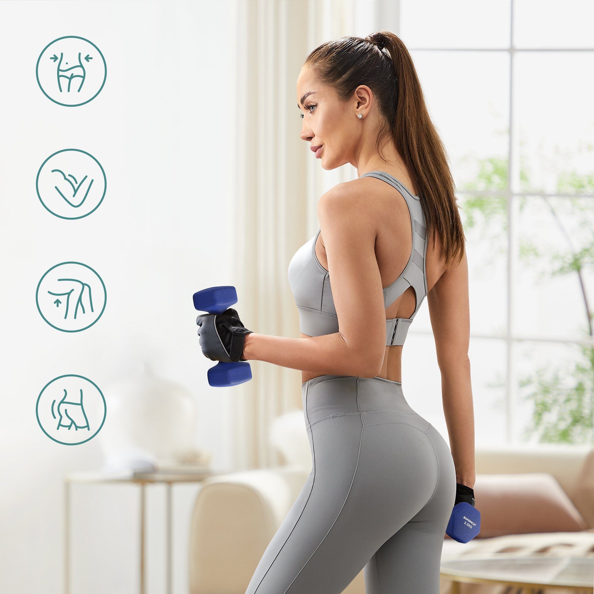 SONGMICS Kurzhantel Kurzhanteln, 2er Set, Krafttraining, zu Hause, Büro