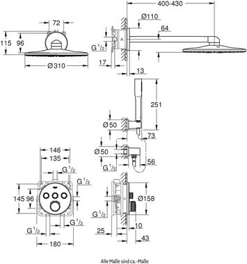 Grohe Duschsystem Grohtherm, 1 Strahlart(en), Packung, mit langlebieger und scheinender Oberfläche