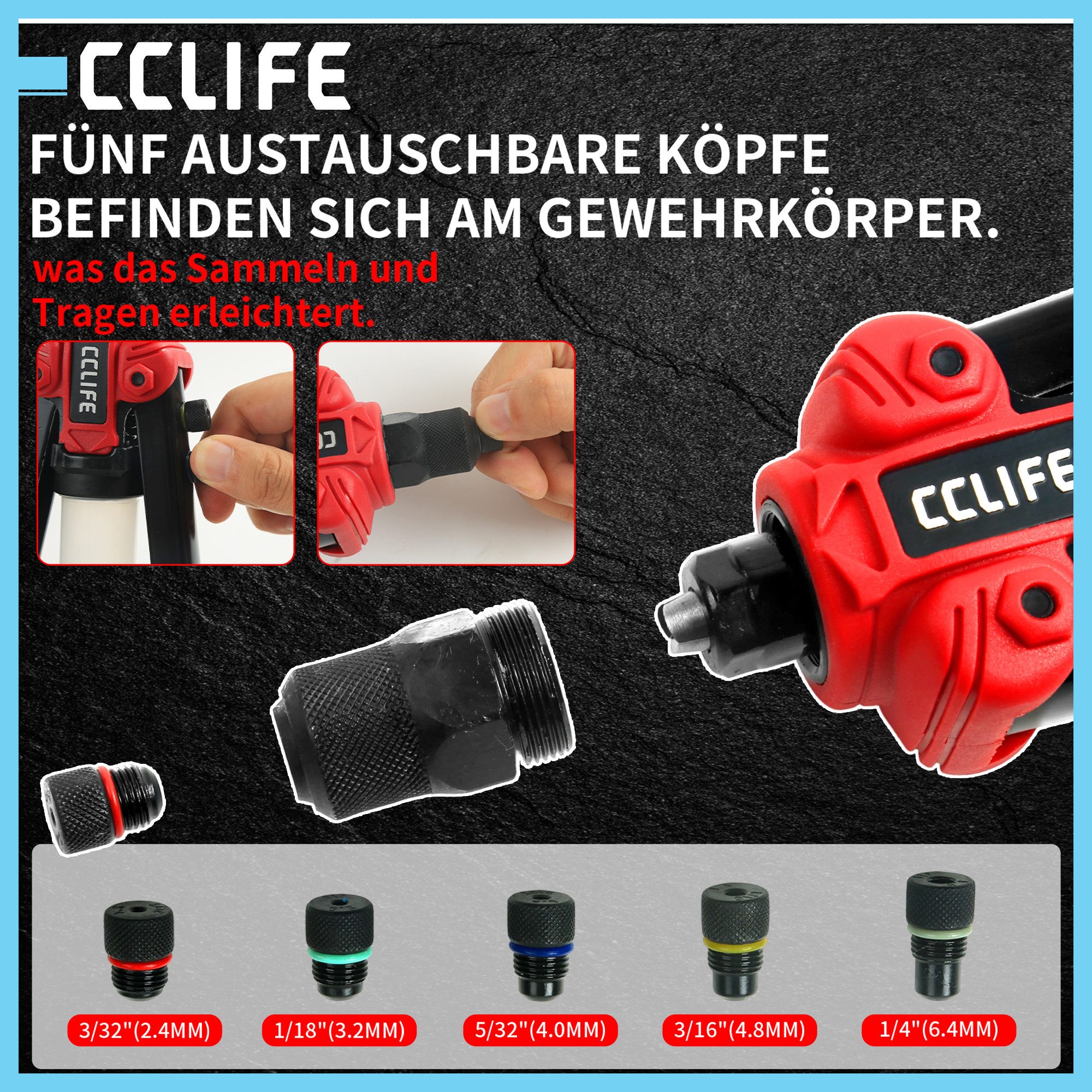CCLIFE Blindnietzange CCLIFE Nietzange Set Blindnietzange Nietmutternzange Werkzeug – Bild 5 von 5