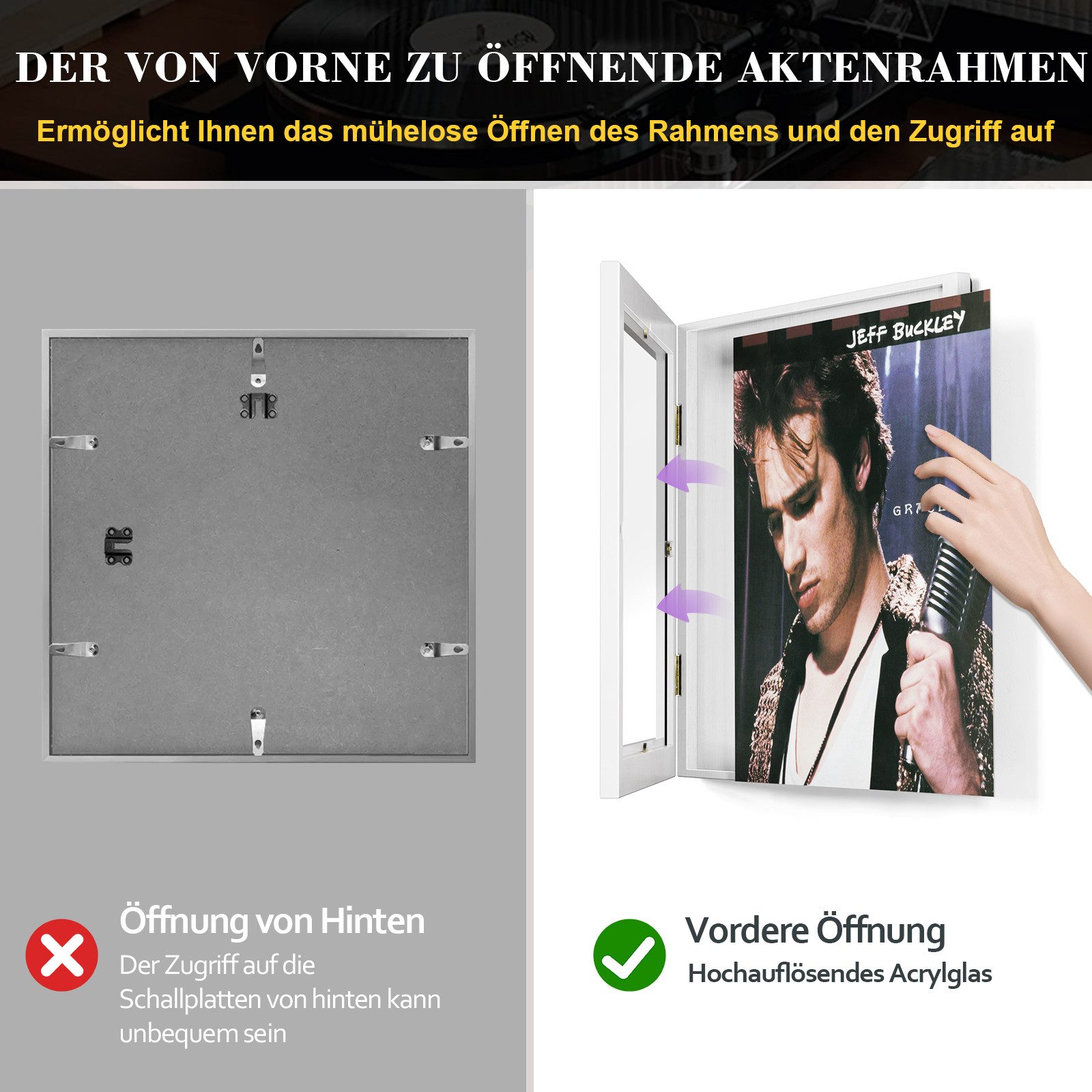 Emfogoo Bilderrahmen Schallplatten Rahmen Frontöffnung, 4er günstig online kaufen