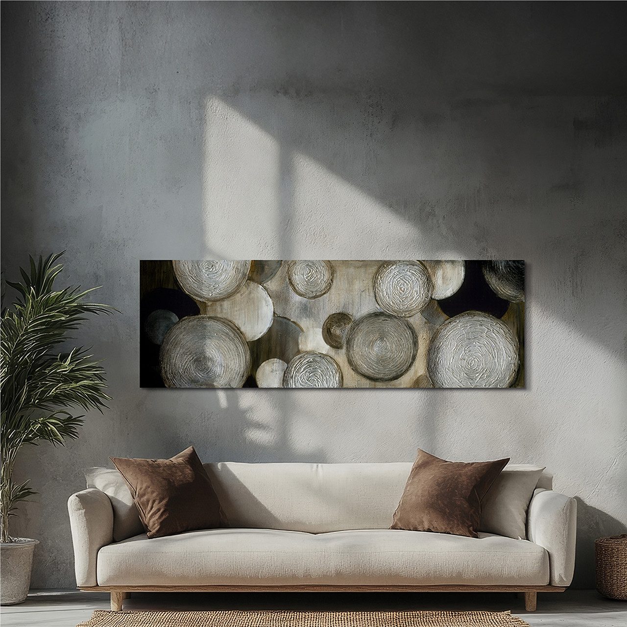 ArtUniverse Gemälde Abstrakte Kreise dunkel 50 x 150 cm, Abstrakt