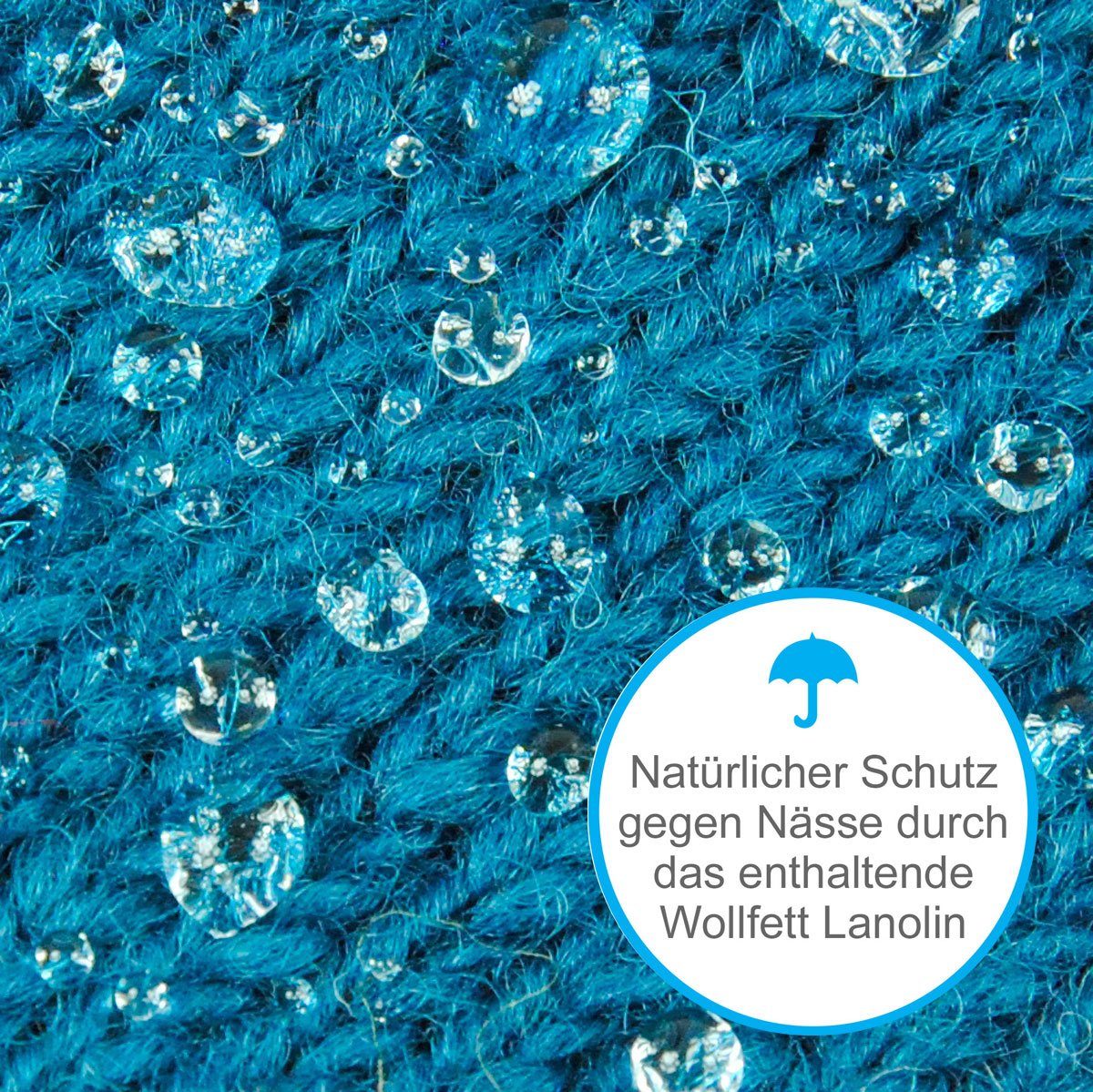 McRon Strickmütze mit Schurwollanteil Bommel Blau Fleece, Macy gefüttert mit hoher Modell