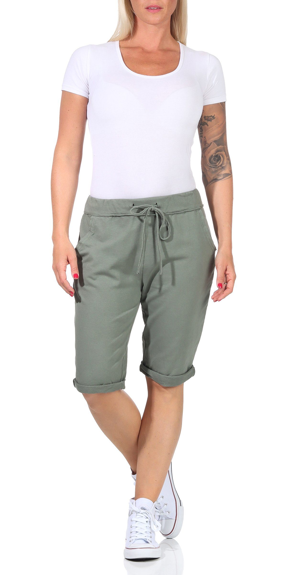 CLEO STYLE Bermudas Sweat Bermuda 1212 Oliv 42-46 günstig online kaufen