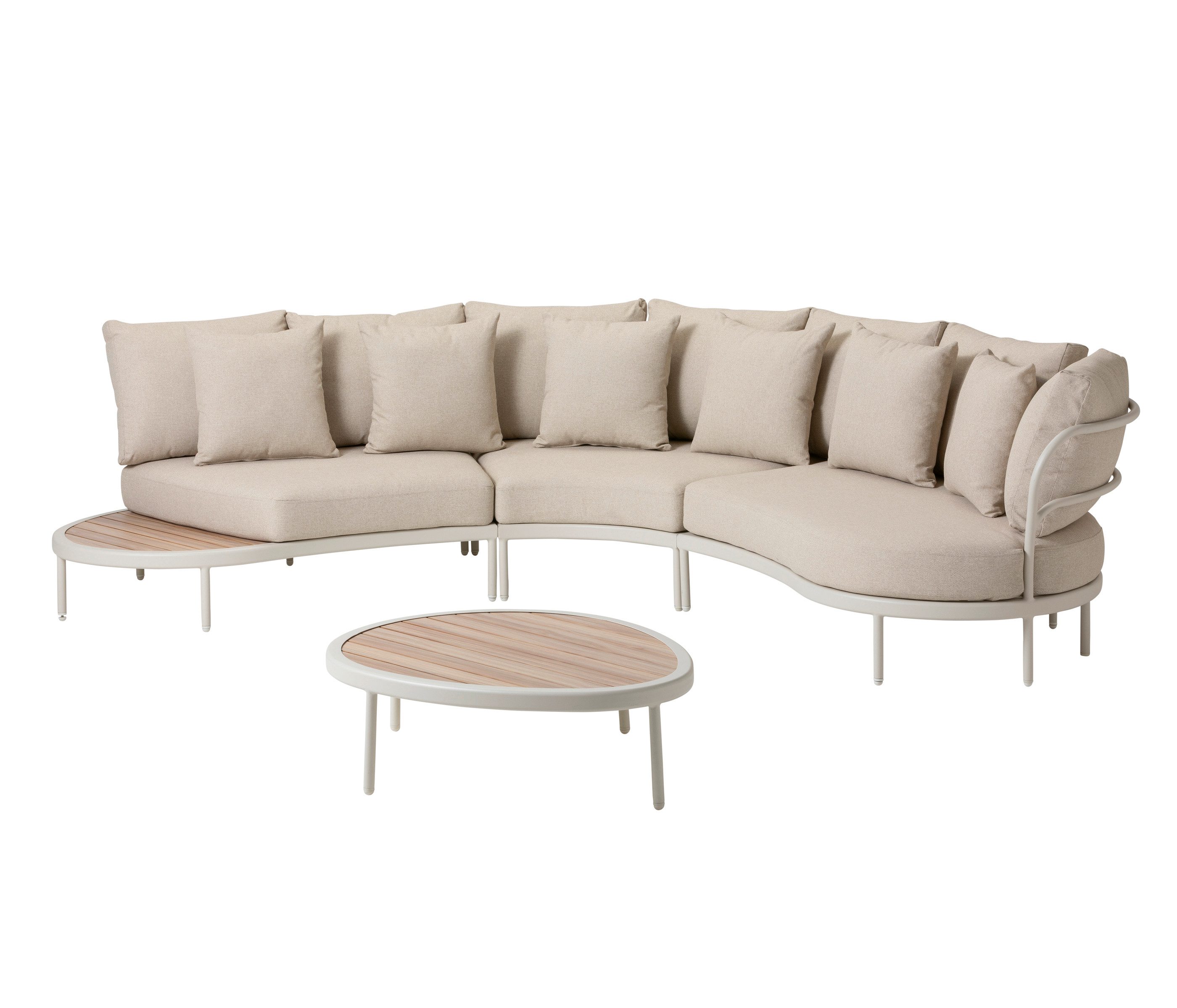 Dehner Gartenlounge-Set Avignon, bis 5 Sitzplätze, Aluminium / Polyester / Polyurethan, beige, moderne Sitzgruppe inkl. Sitzpolster / Dekokissen / Beistelltisch
