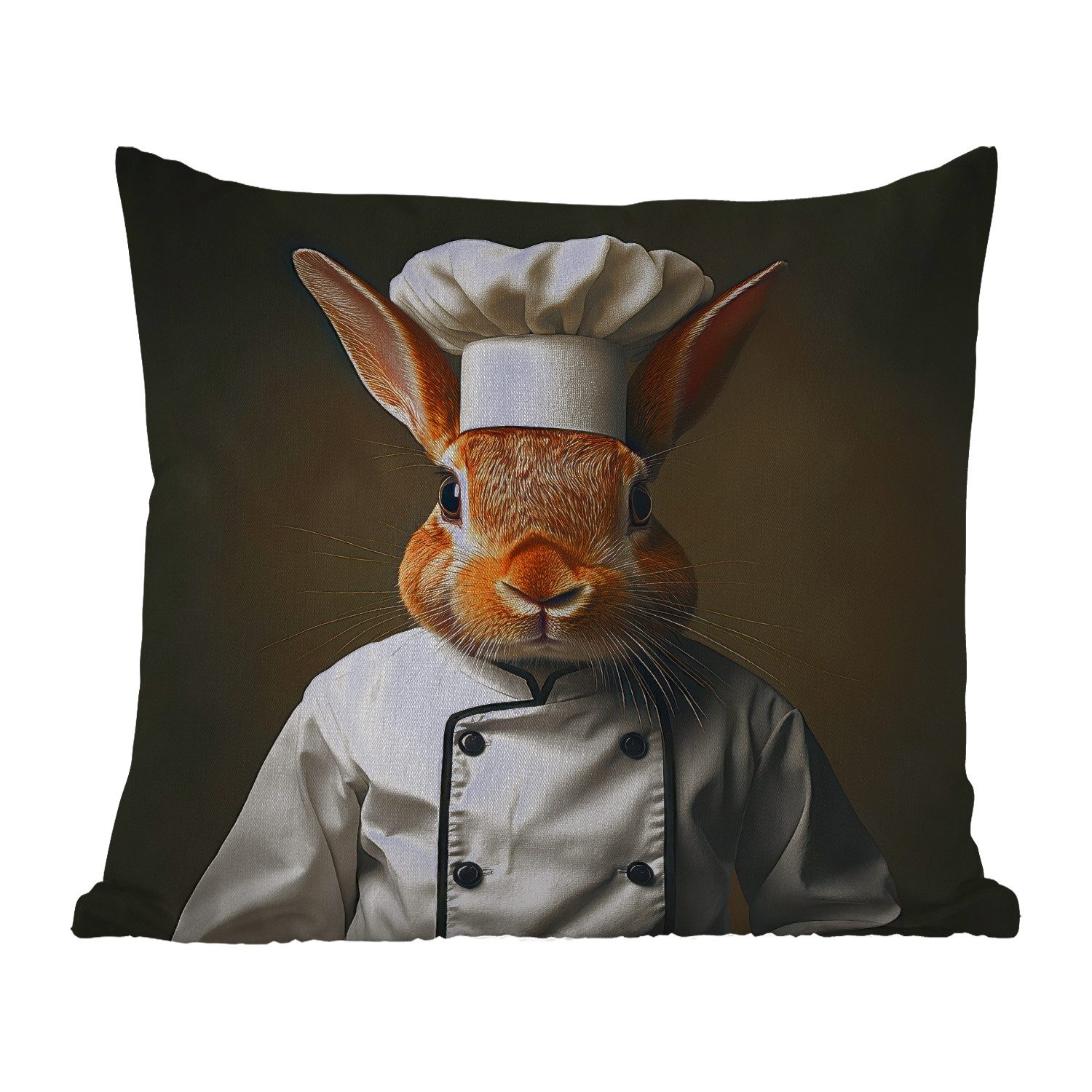MuchoWow Dekokissen Kaninchen - Koch - Tier, Kissenhülle für den Außenbereich, Outdoor, Kissen, 50x50 cm