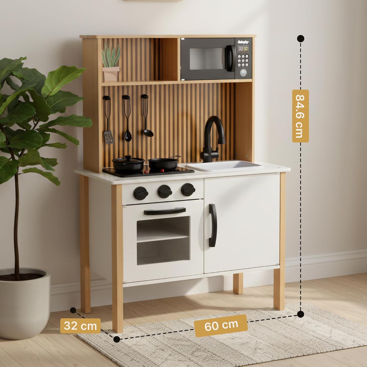 Green Series Spielküche Holzküche für Kinder – mit Licht & Sound – Lernspiel – Zubehör-Set Holz, aus Holz