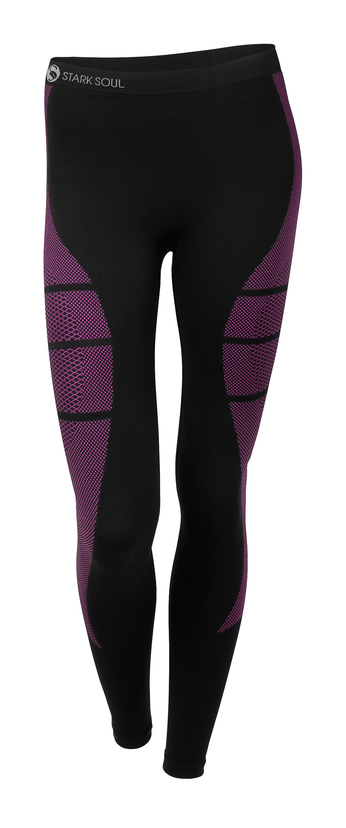 Stark Soul® Funktionsunterhose Funktionshose, mit Webbund Thermounterhose - Hose, Schwarz-Pink Logo aus Funktionsunterwäsche Microfaser, Damen