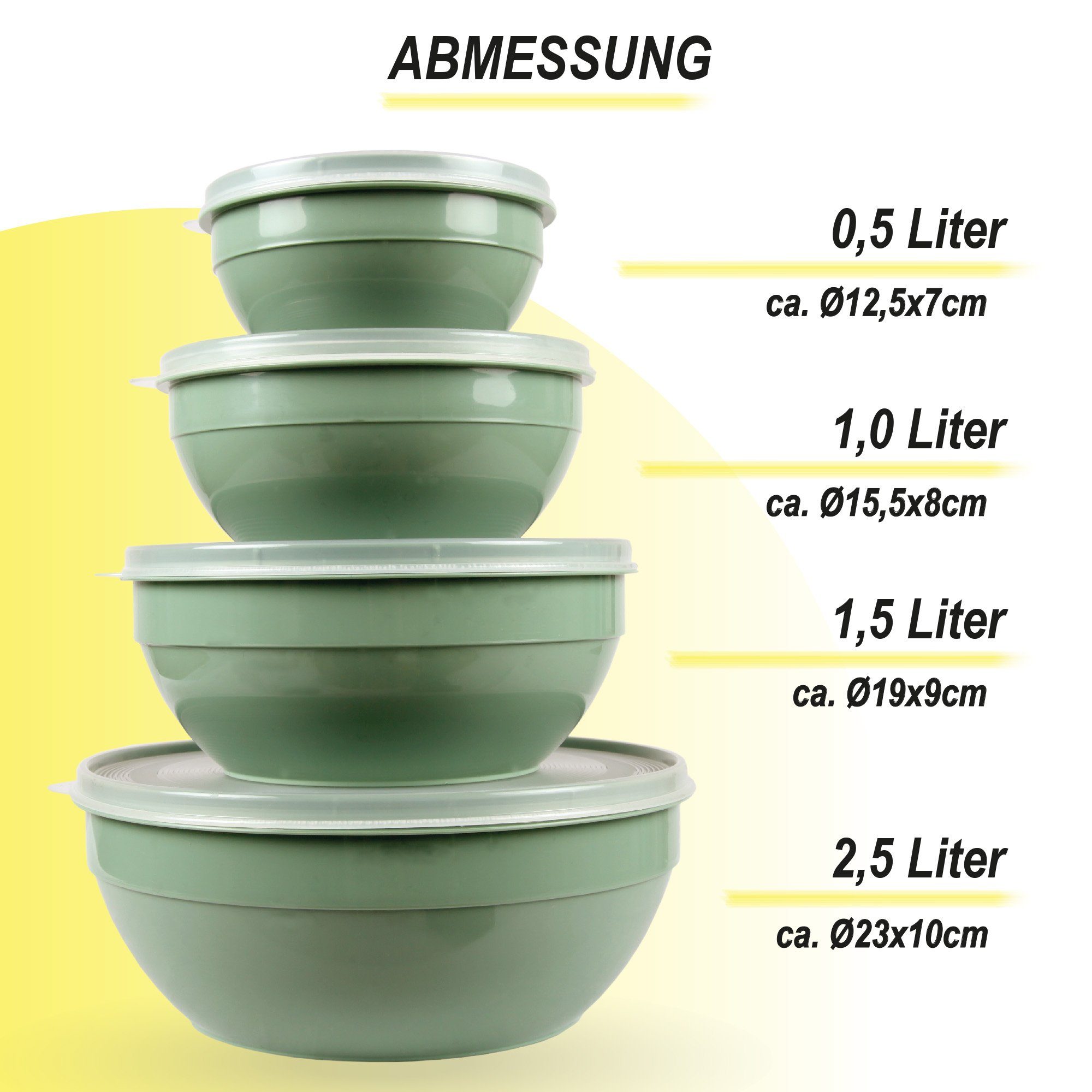 Bestlivings Frischhaltedose Set, Vorratsdosen rund mit Deckel, (4er Set (500ml - 2,5L), Lebensmittelbehälter mikrowellen u. spülmaschinenfest, gefriertauglich – Bild 2 von 5