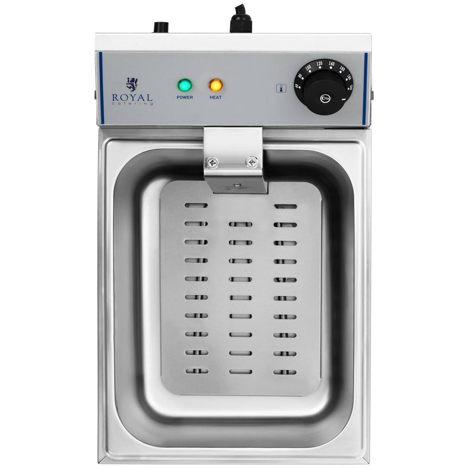 Royal Catering Fritteuse RCEF-10EY-ECO 1X10, 3200 W, 10 L Elektro Fritöse Profi Kaltzonen Edelstahl