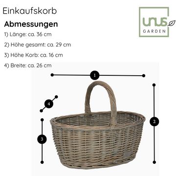 UNUS HOME Einkaufskorb Weidenkorb Henkelkorb, Bügelkorb Tragekorb Flechtkorb Marktkorb Kaminholzkorb Geschenkekorb