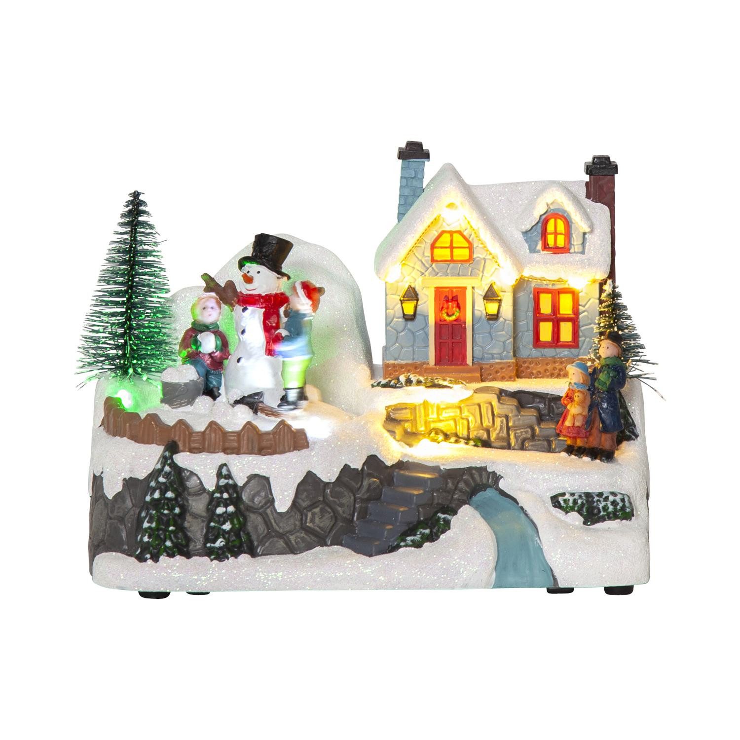 STAR TRADING LED Dekolicht Winterville, Weihnachtsszenerie,Winterville', Spieluhr mit 8 Melodien, 7 LEDs, Bat