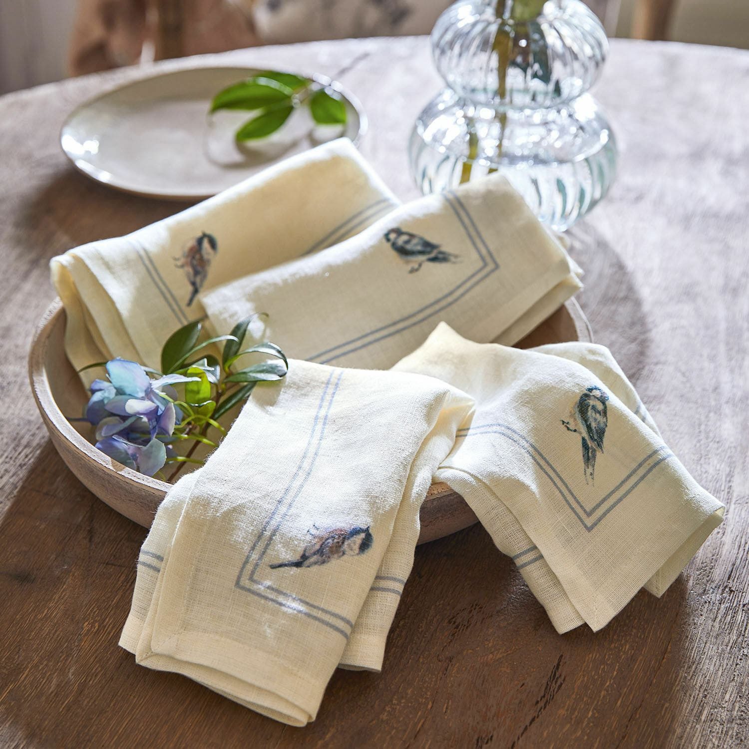 Mirabeau Stoffserviette Serviette 4er Set Taralga creme/blau