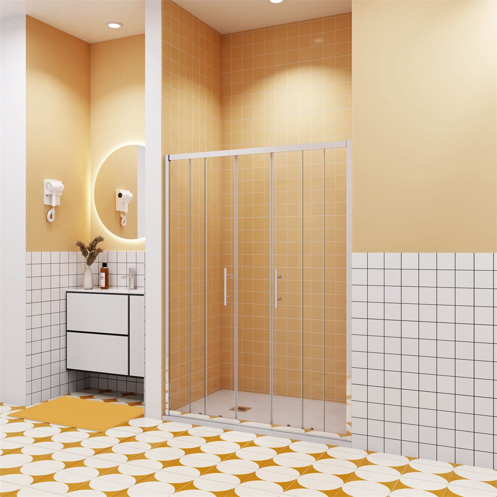 AICA Dusch-Einflügeltür 5mm ESG Sicherheitsglas Schiebetür Duschtür Duschkabine, 140x190 cm, (Set) Glas