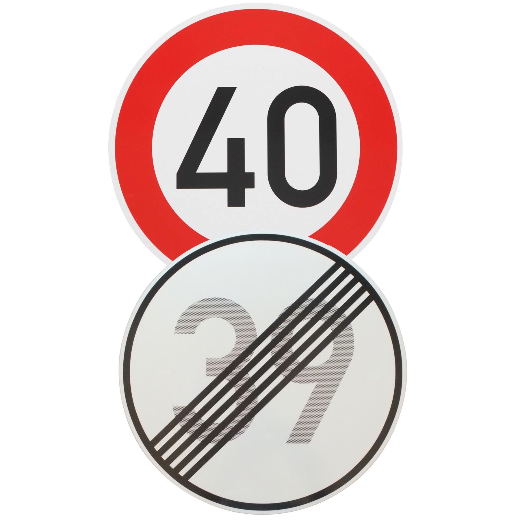 BauSupermarkt24 Verkehrsschild Verkehrszeichen Ende 39 km/h und Beginn 40 km/h zum Geburtstag !