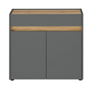 Furn.Design Kombikommode Center (Kommode in grau mit Wotan Eiche, 80 x 70 cm), Schreibtischhöhe