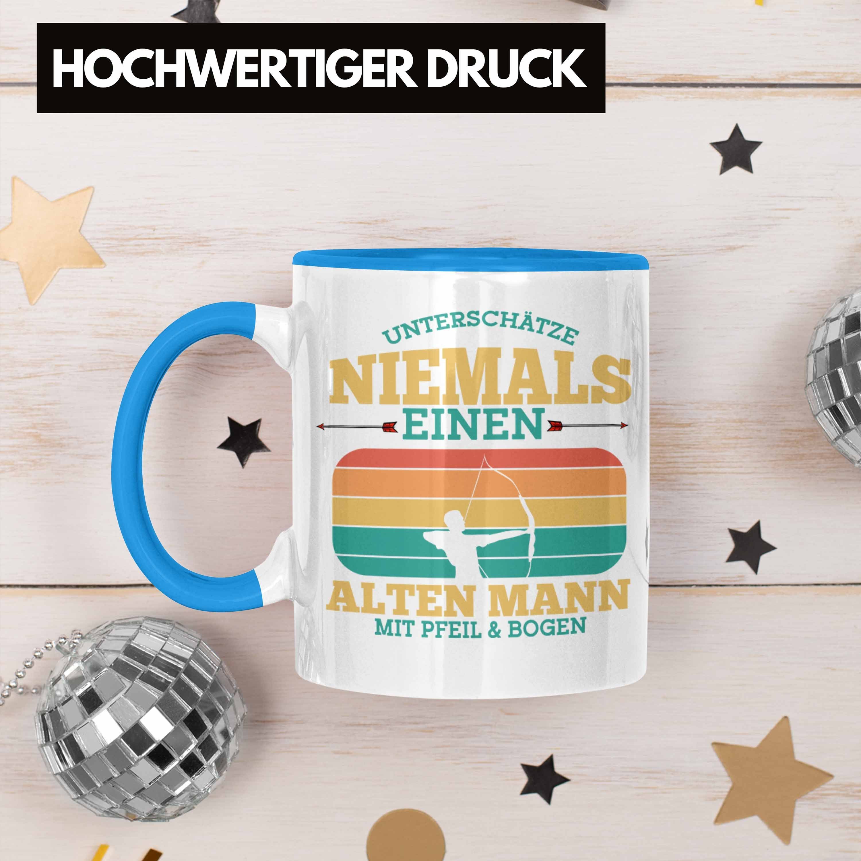 für Enthusiasten Blau Bogen Trendation Tasse Pfeil Geschenk Tasse & Bogenschütze Lustige