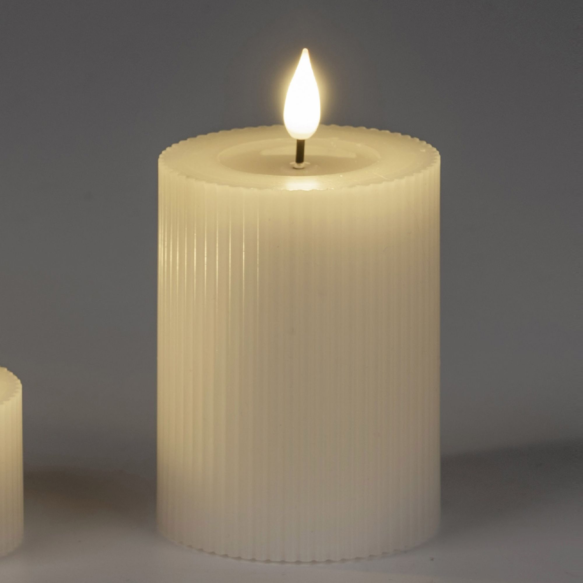 formano LED-Kerze Streifen, mit Timerfunktion, Creme, Rillen, H: 10cm