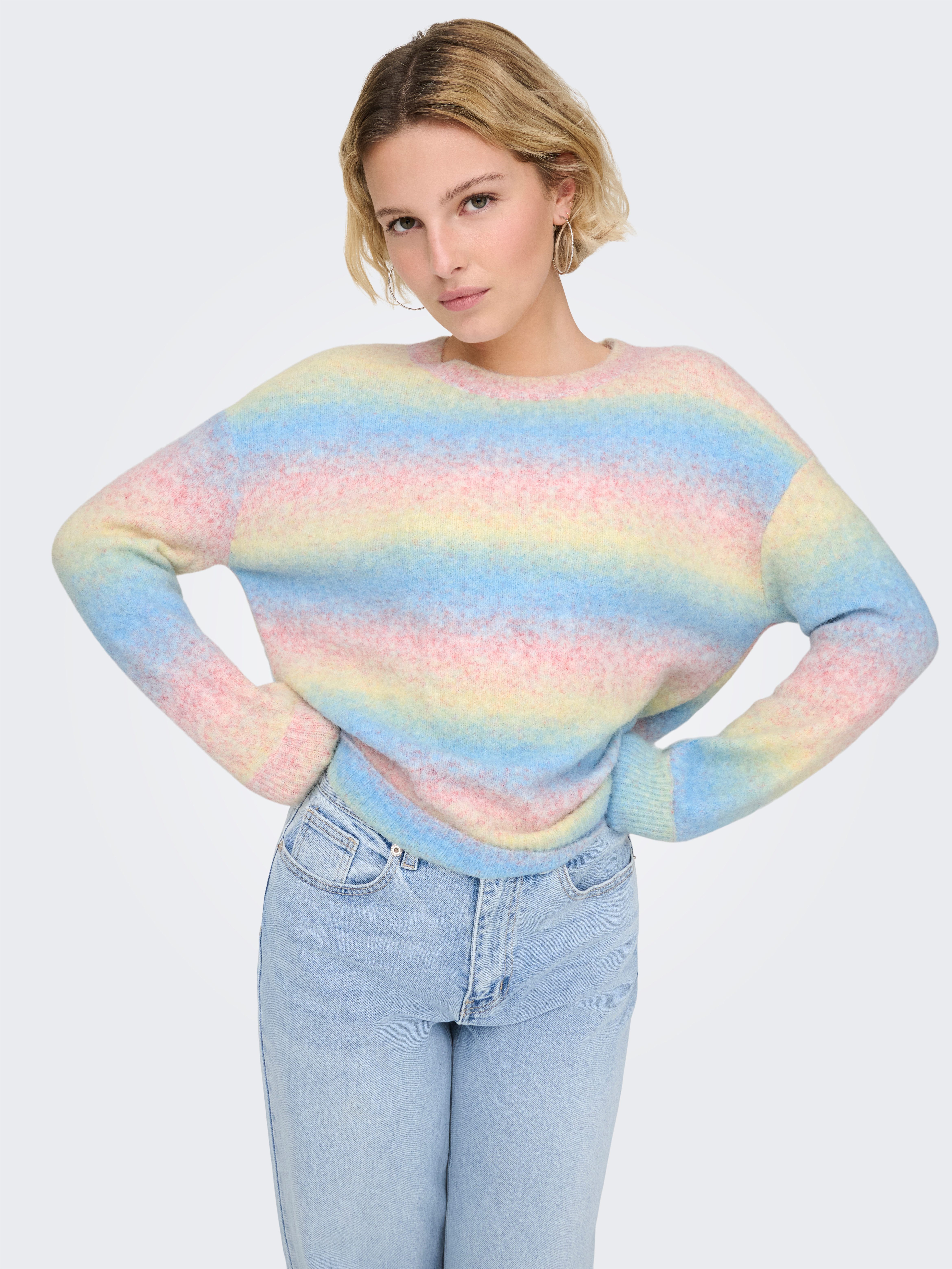 ONLY Strickpullover ONLFRIDA LS O-NECK EX KNT multicolor Farbverlauf günstig online kaufen