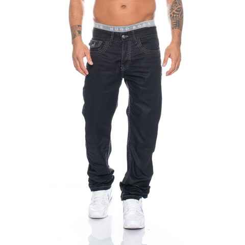 Cipo & Baxx Regular-fit-Jeans Herren Jeans Hose mit stylischen Applikationen und gewachster Waschung Dicke Nähte