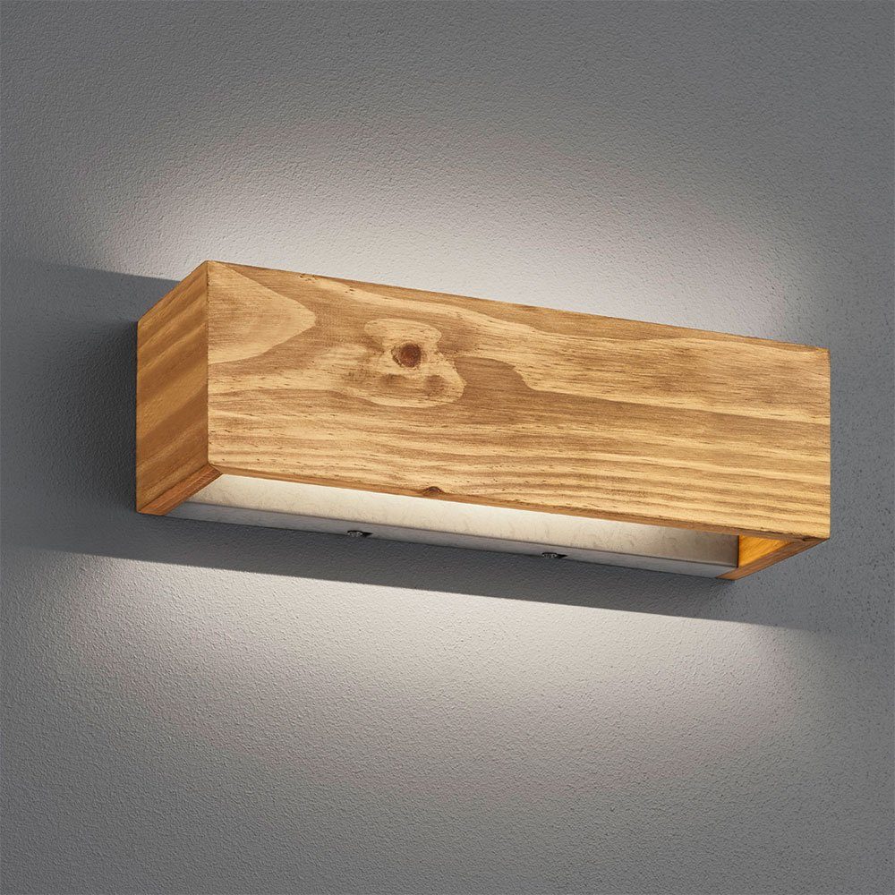 TRIO Leuchten LED Wandleuchte, LED-Leuchtmittel fest verbaut, Warmweiß, Wandleuchte dimmbar Holz indirekte Beleuchtung Wandlampe Flurlampe