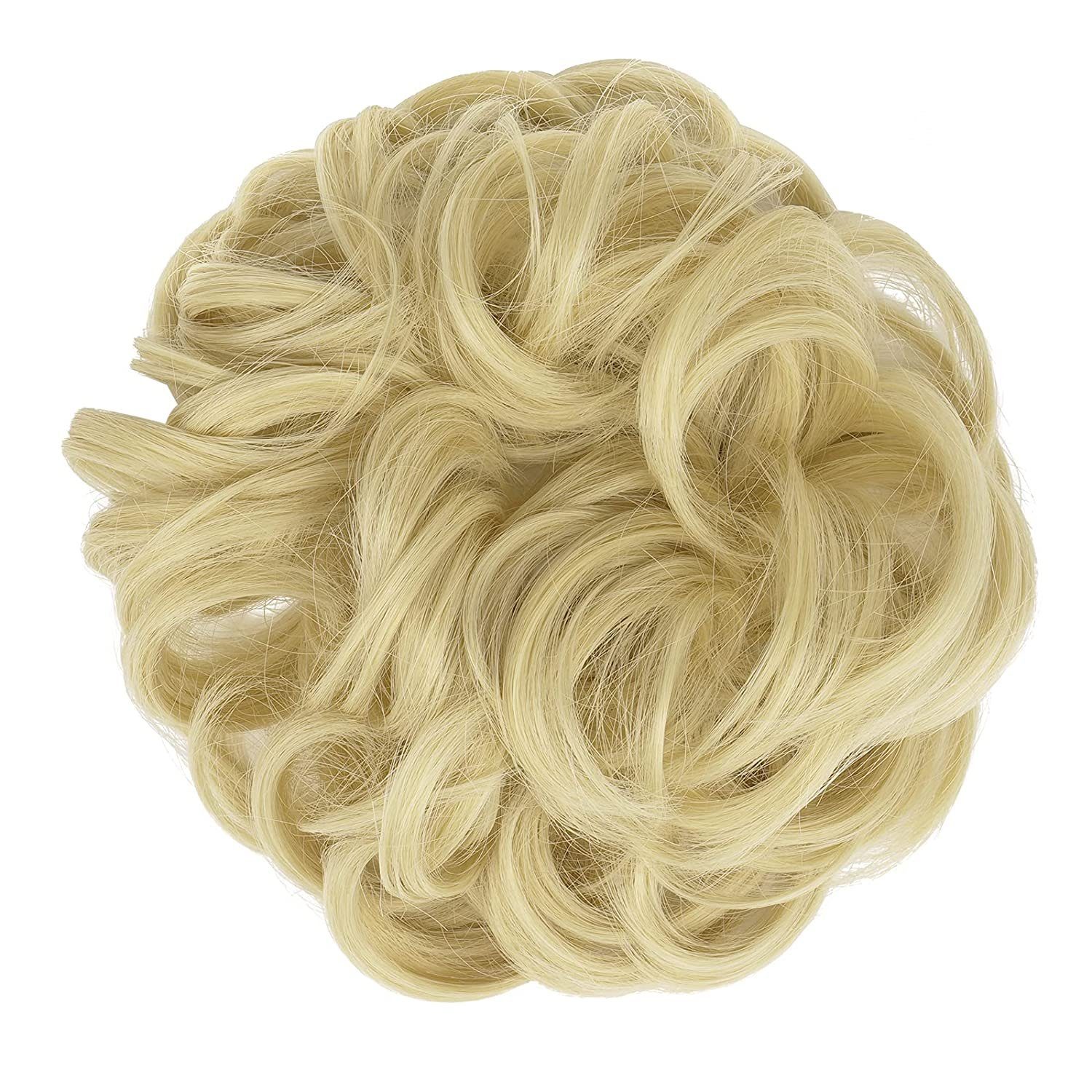 Haarteil für 35g Bleichblond Frauen, Püke Haargummi Gelb Kunsthaar-Extension Hochsteckfrisuren