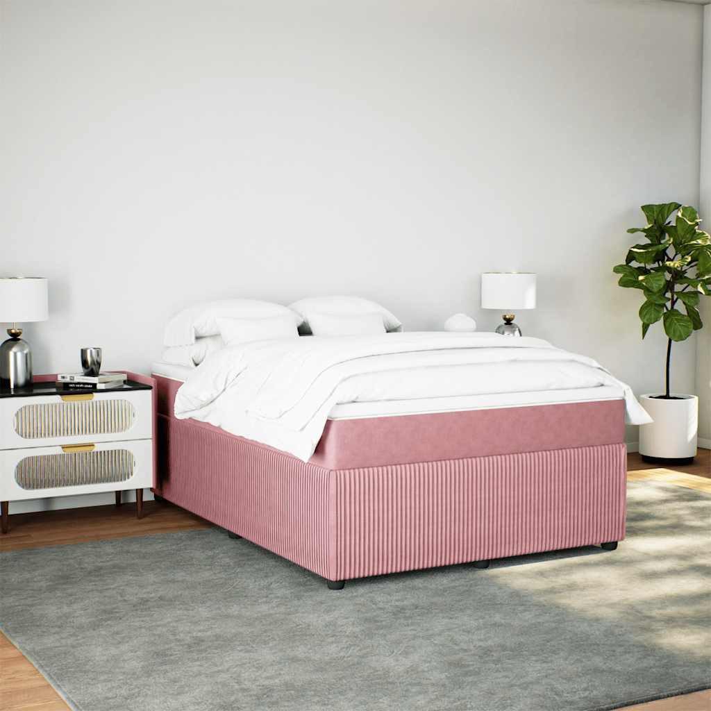 vidaXL Bett Boxspringbett mit Matratze Rosa günstig online kaufen