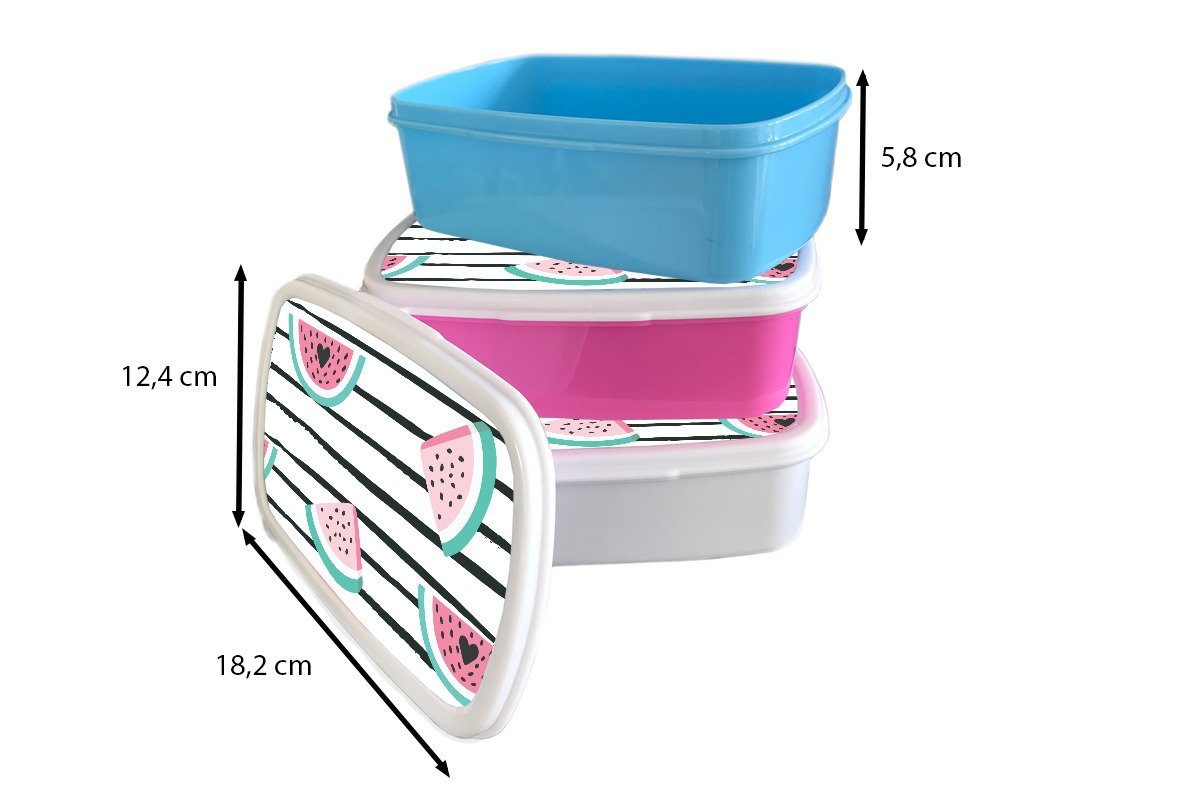 MuchoWow Lunchbox Wassermelone - Sommer - für Snackbox, Schwarz, Erwachsene, rosa Kinder, Kunststoff, Mädchen, Kunststoff (2-tlg), Brotdose Brotbox