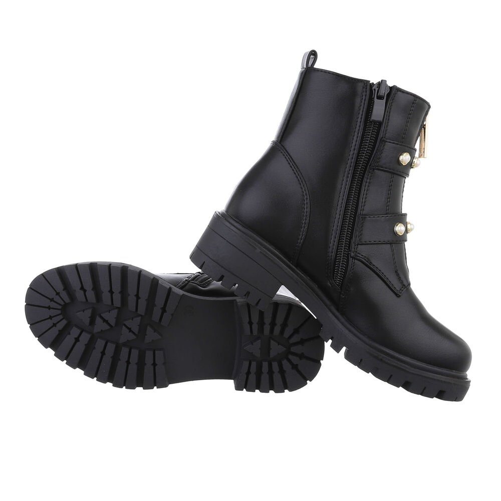 Ital-Design Kinder Biker Stiefelette (84351918) Blockabsatz Stiefeletten in Schwarz