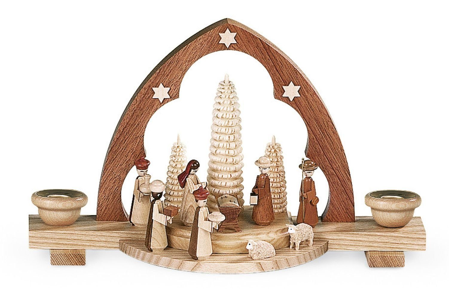 Müller Kleinkunst GmbH Seiffen Lichterbogen Lichterbogen Schwibbogen Christi Geburt Spitzbogen natur