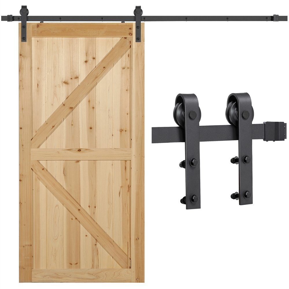 Yaheetech Schiebetür Schiebetürsystem 183/200/244 cm, Schiebetürbeschlag Set Laufschienen für Schiebetür