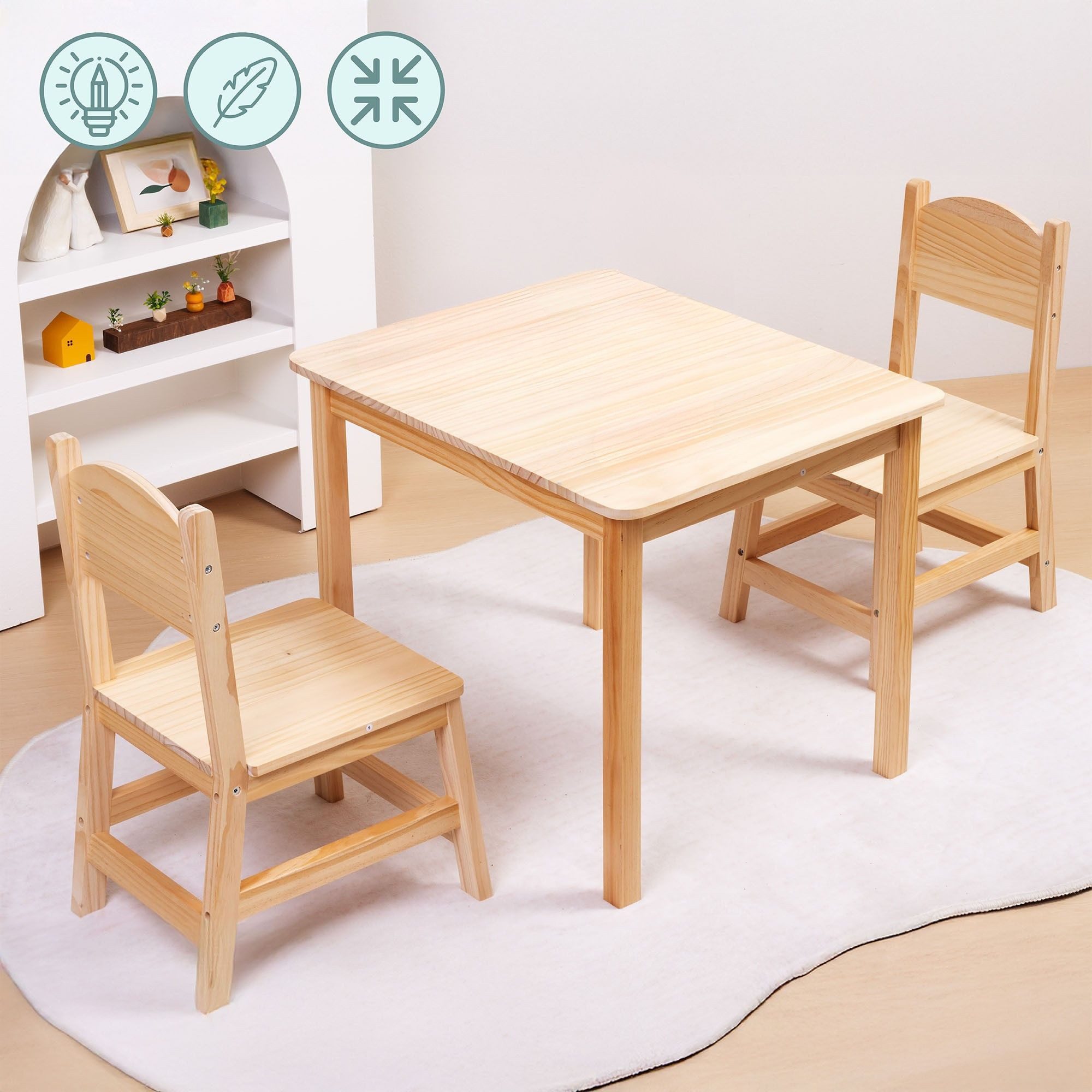 Mamabrum Kinderstuhl Holz-Kinder-Set: Tisch & 2 Stühle aus Kiefer – Mamabrum – Bild 4 von 5