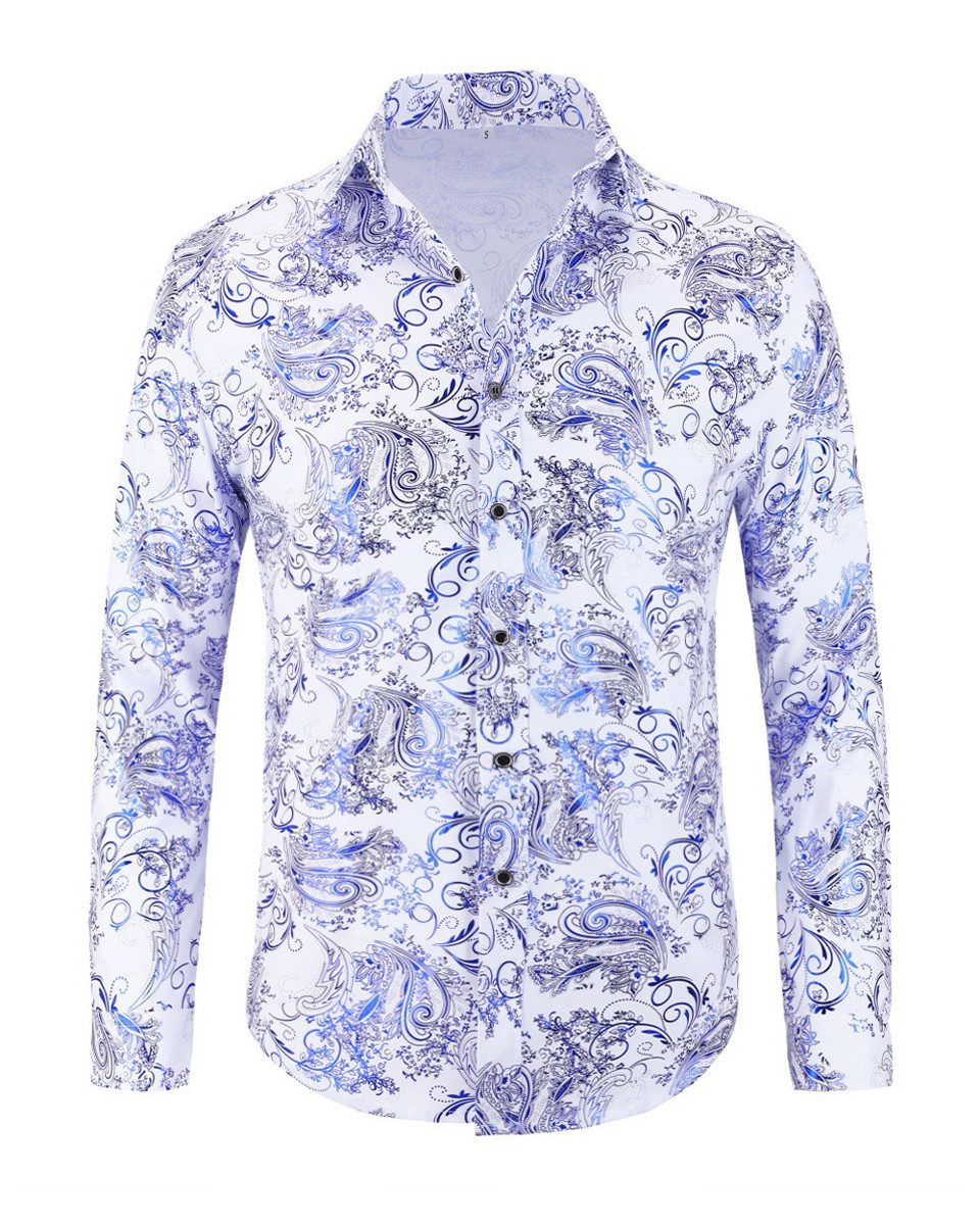 Allthemen Langarmhemd Herren Jacquard Oberteile glitzes Freizeithemd für Ho günstig online kaufen