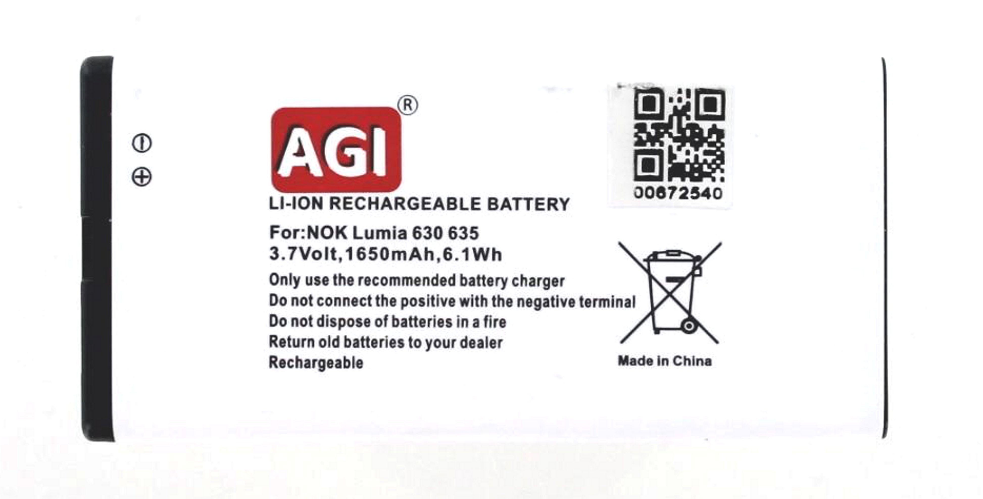 AGI Akku kompatibel mit Nokia Lumia 630 Dual SIM Akku Akku