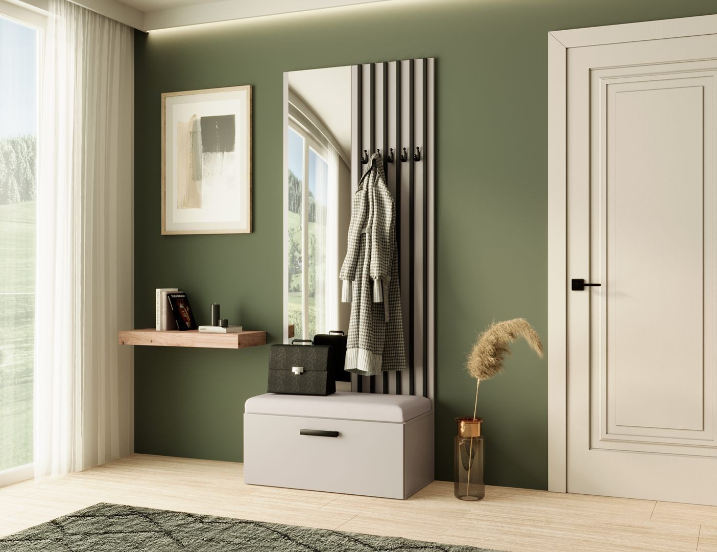 Beautysofa Garderobenschrank mit Lamellen, Spiegel und günstig online kaufen