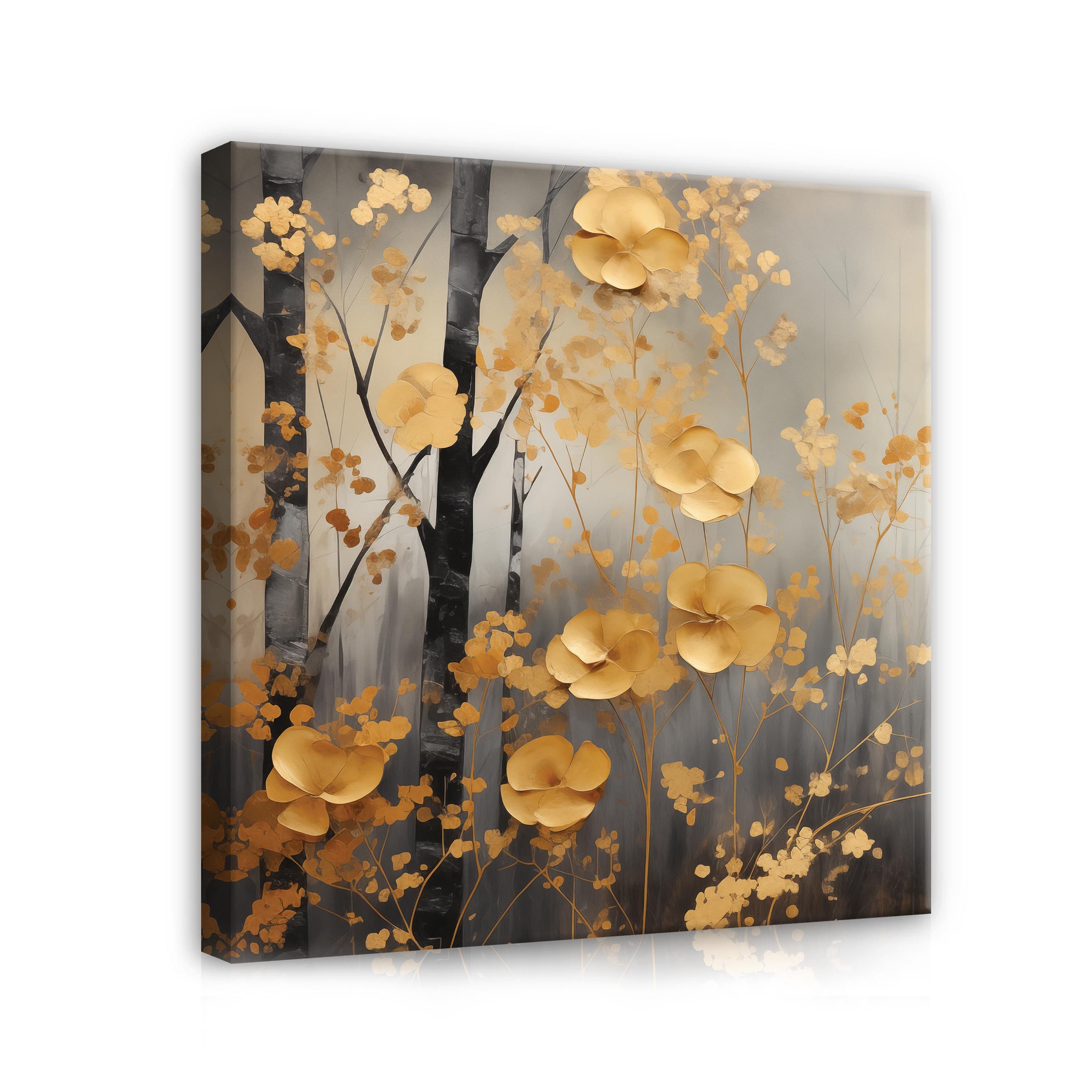 Wallarena Leinwandbild Abstrakt Blätter beige Abstrakt Wandbild XXL Leinwan günstig online kaufen