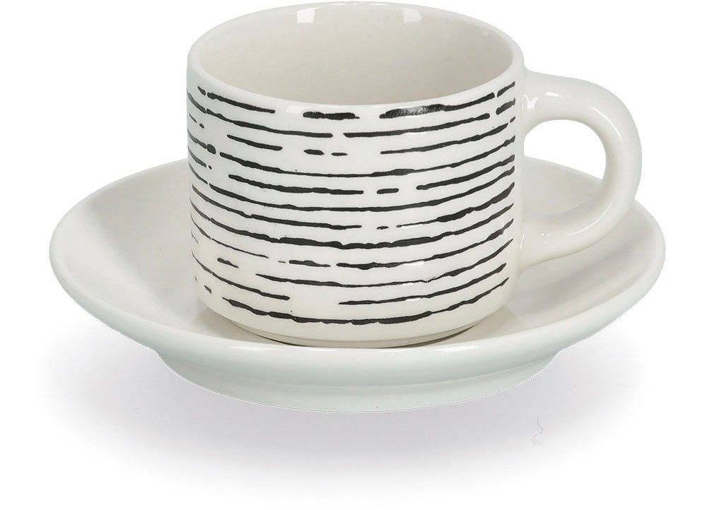 Zeller Present Espressotasse, 8-tlg., Keramik, 8-teilig (4 Tassen/4 Untertassen)