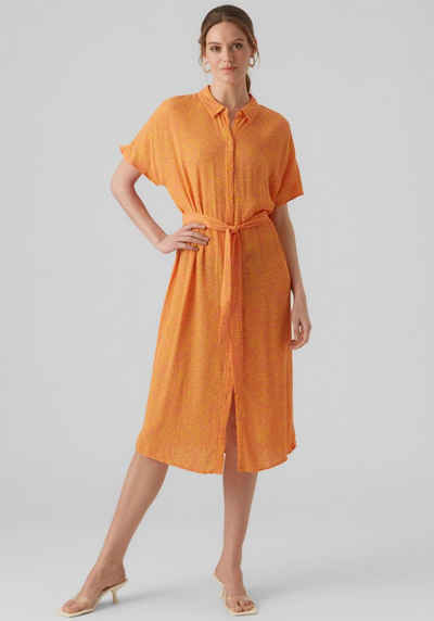 Vero Moda Hemdblusenkleid VMMENNY SS CALF SHIRT DRESS WVN GA