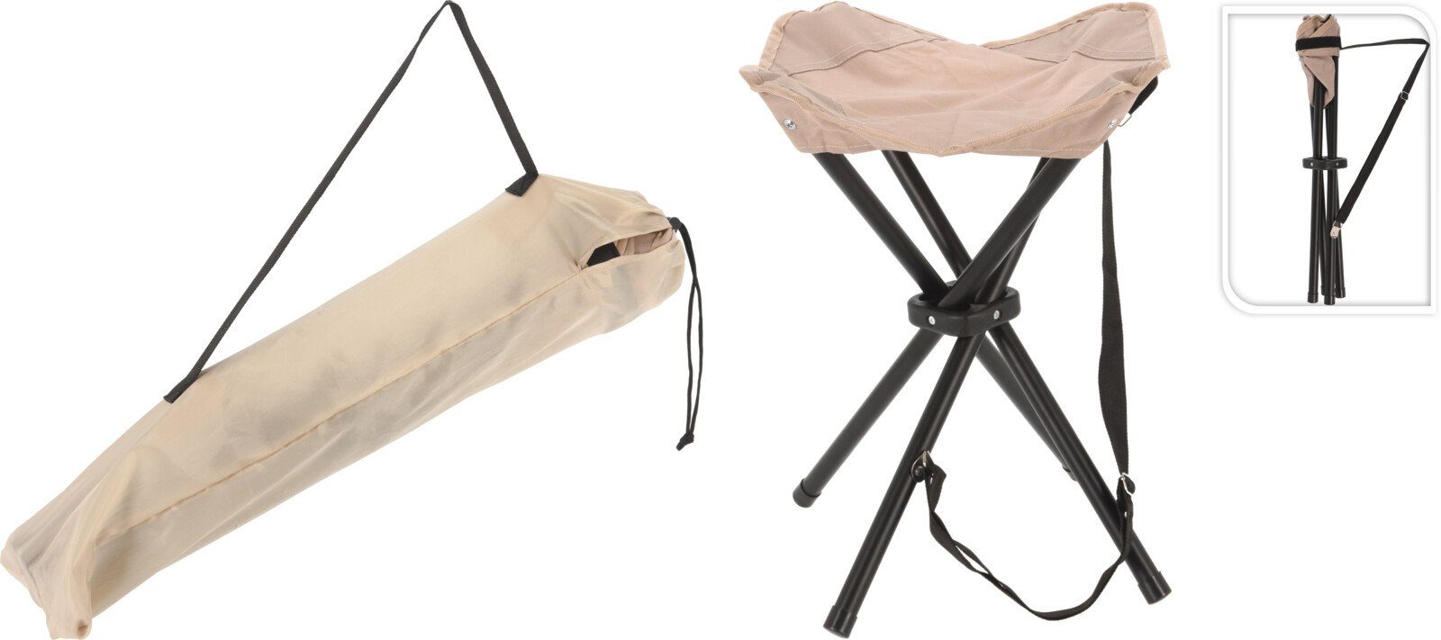 Koopman Campinghocker Klapphocker Anglerhocker Niedrig 40 cm Beige 2 er Set (2 St), Klapphocker, 2er Set, Angeln Garten, Tragetasche